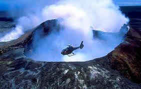 Helitour over steaming crater
